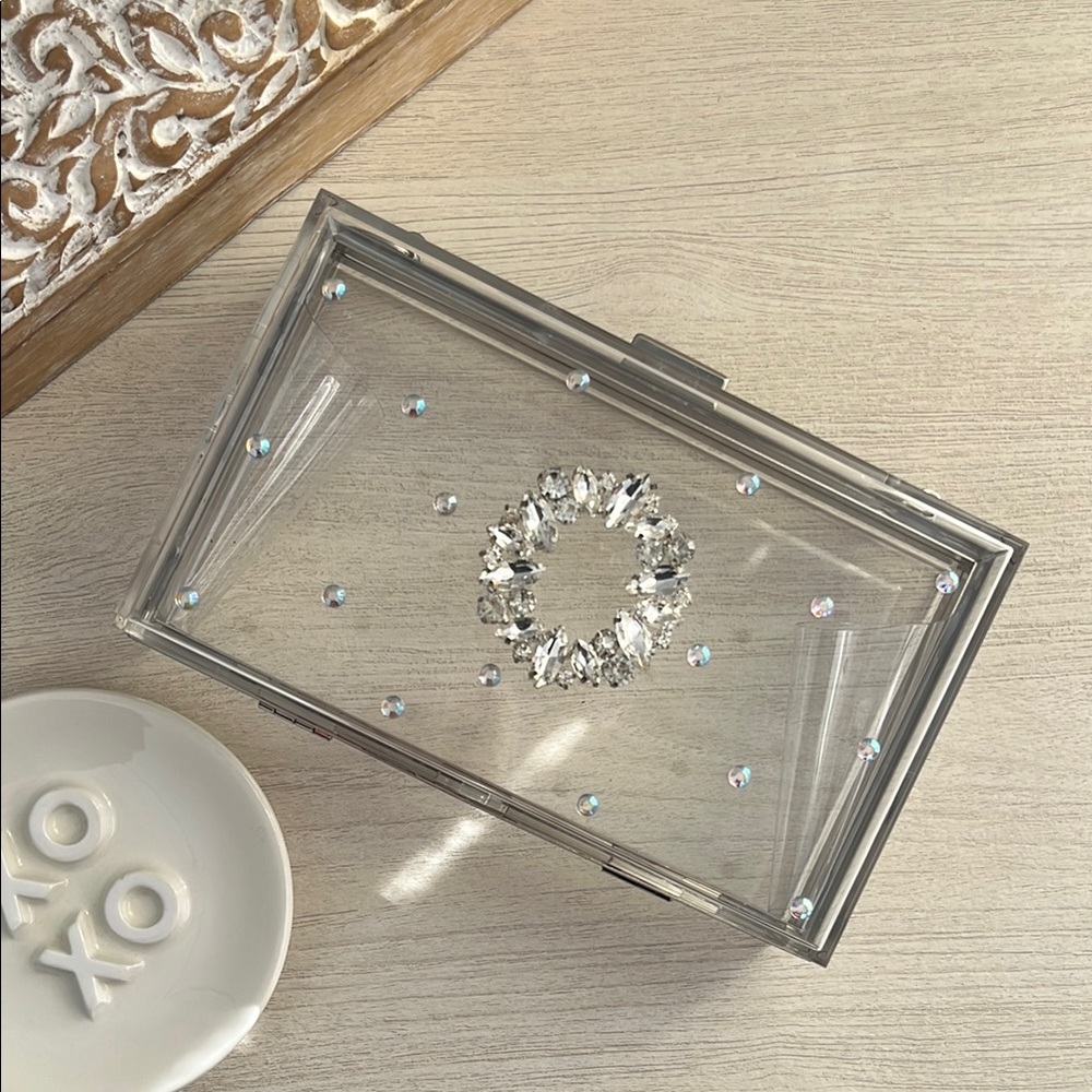 Clear Acrylic Clutch with Crystal Embellishments